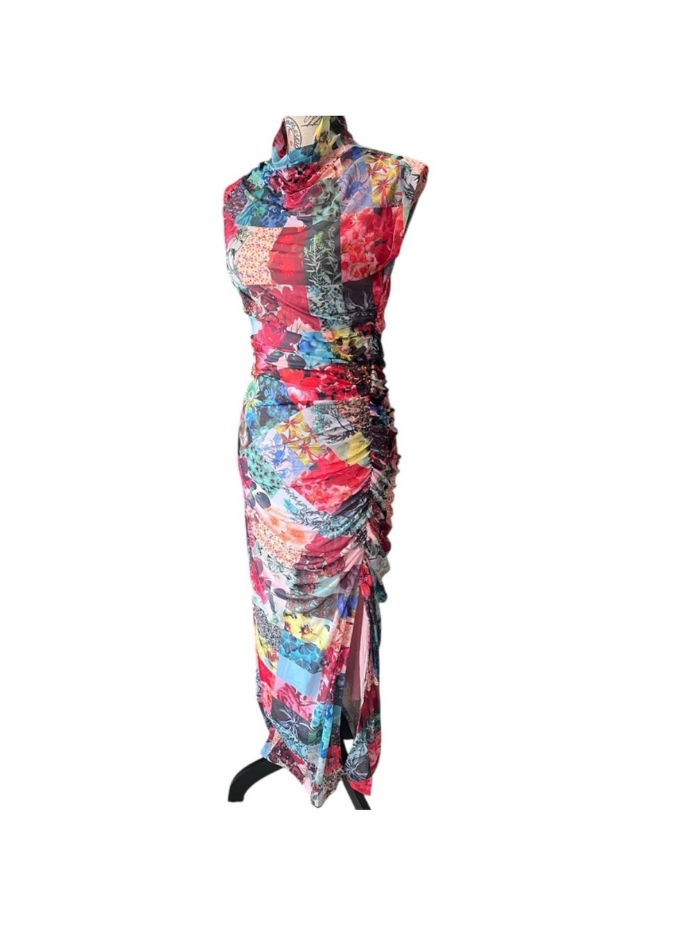 NWT Maya Ruched Cowl-Neck Dress: Mesh Edition by Anthropologie - Picture 10 of 14